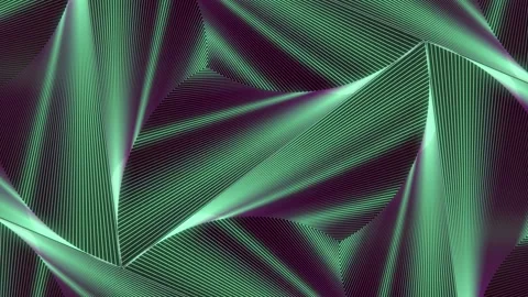 3d rendering loop animation of a geometric pattern of triangles with green waves Stock Footage 280005763