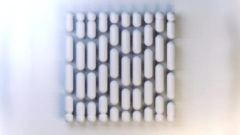 3d rendering loop animation of a group of floating white shiny capsules 4K Stock Footage 280005452