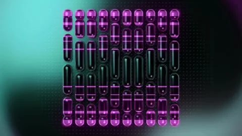 3d rendering loop animation of a group of dark glossy capsules 4K Stock Footage 280905984