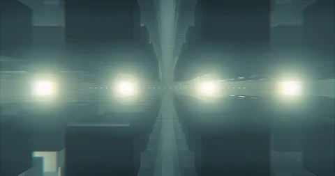 3D rendering loop footage. space warehouse structure old monochrome tube display Video stock 115826768