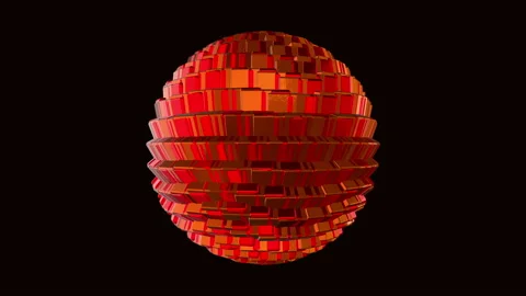 3d rendering loop glow sphere geometric polygonal rotation. Stock Footage 131154832
