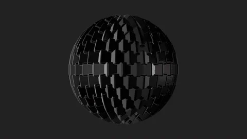 3d rendering loop glow sphere black and white cubes polygonal rotation. Stock Footage 131155179