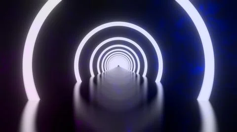 3D rendering, Loop motion of glowing neon ring and on dark galaxy star Illustrazione stock