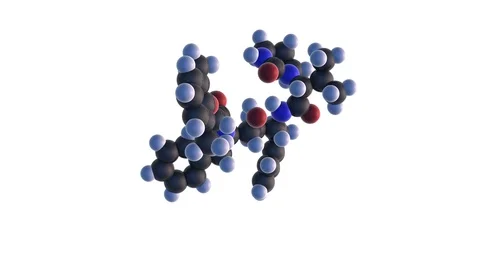 3D rendering of lopinavir molecule, anti HIV (AIDS) drug Stock Footage 129602773
