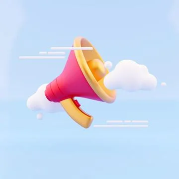 3d rendering loudspeaker, megaphone, cloud bubble. Service for influencer 스톡 일러스트