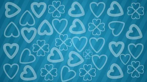 3D rendering love hearts Hand drawing on stripe bright teal background 스톡 일러스트