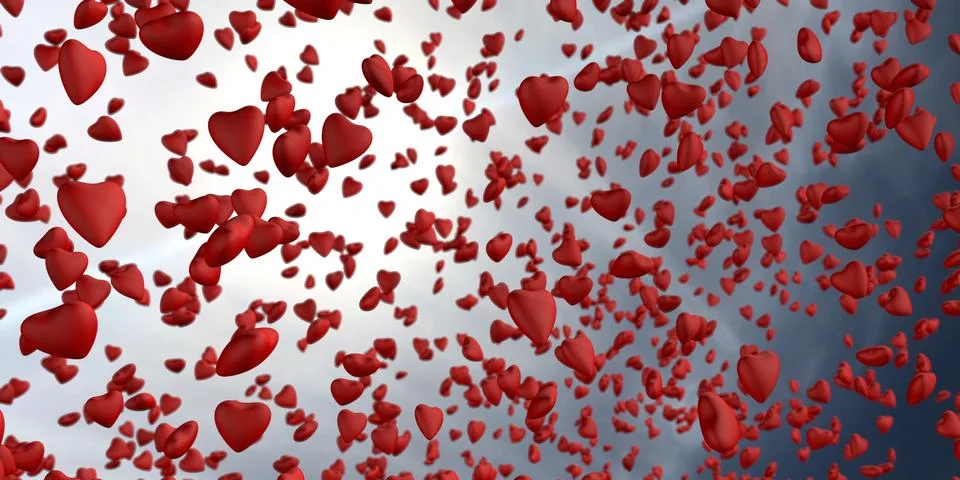 3d rendering of love raining from the sky Illustrazione stock