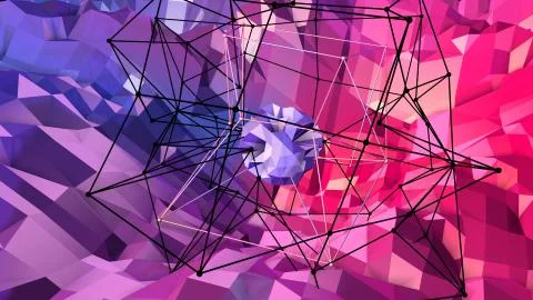 3d rendering low poly abstract geometric background with modern gradient colors Stock Illustration
