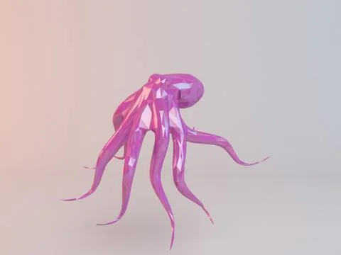 3d rendering of a low poly animal isolated on white with pink color Stock Illustration