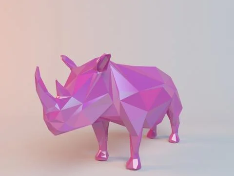 3d rendering of a low poly animal isolated on white with pink color Stock Illustration