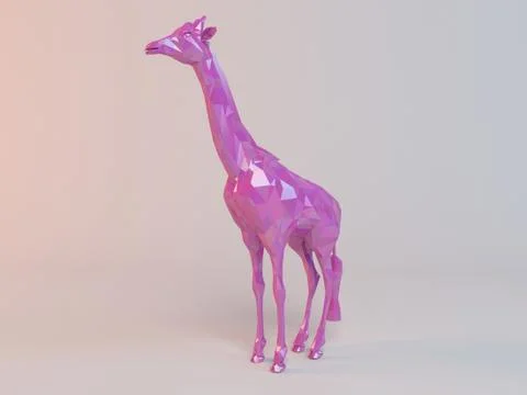 3d rendering of a low poly animal isolated on white with pink color Stock Illustration