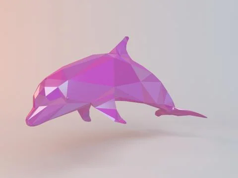 3d rendering of a low poly animal isolated on white with pink color Stock Illustration