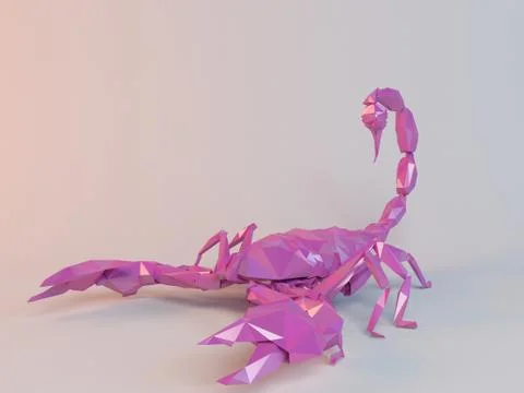 3d rendering of a low poly animal isolated on white with pink color Stock Illustration