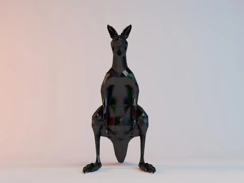 3d rendering of a low poly animal isolated on white with black color Stock Illustration