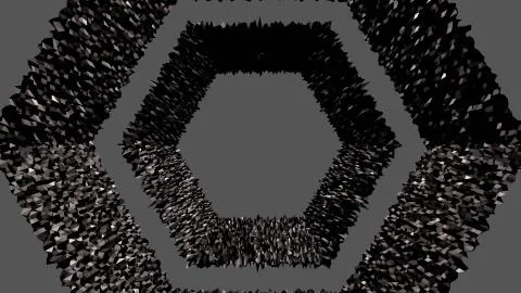 3d rendering of low poly background with 3d objects. Black and gray Stock Illustration
