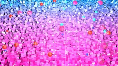 3d rendering of low poly background with 3d objects and modern gradient colors Stock Illustration