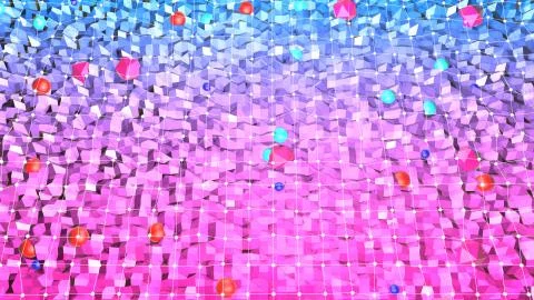 3d rendering of low poly background with 3d objects and modern gradient colors Stock Illustration