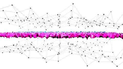 3d rendering of low poly background with 3d objects grid and modern gradient Stock Illustration