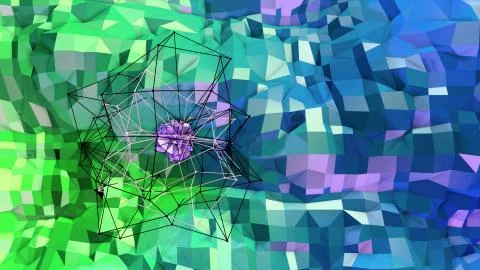 3d rendering of low poly background with 3d objects grid and modern gradient Stock Illustration