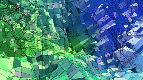 3d rendering of low poly background with 3d objects and modern gradient colors Stock Illustration