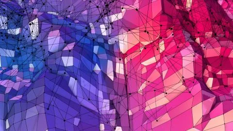 3d rendering of low poly background with 3d objects grid and modern gradient Stock Illustration