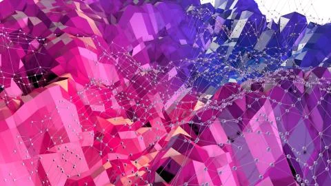3d rendering of low poly background with 3d objects and modern gradient colors Stock Illustration