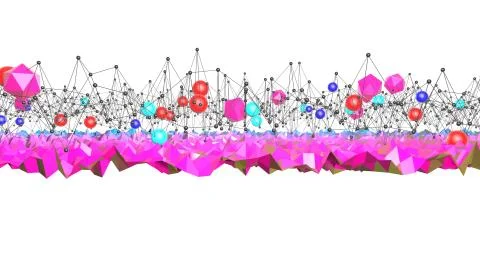 3d rendering of low poly background with 3d objects grid and modern gradient Stock Illustration