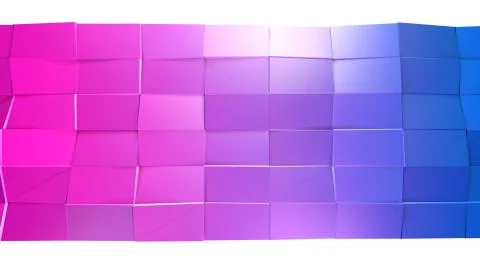 3d rendering of low poly background with 3d objects and modern gradient colors Stockillustratie