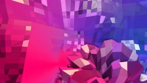 3d rendering of low poly background with 3d objects grid and modern gradient Stock Illustration