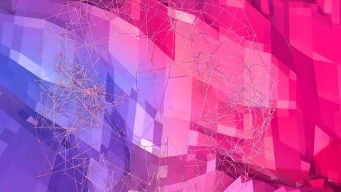 3d rendering of low poly background with 3d objects grid and modern gradient Stock Illustration