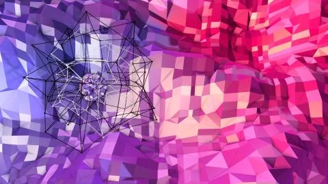 3d rendering of low poly background with 3d objects and modern gradient colors Stock Illustration