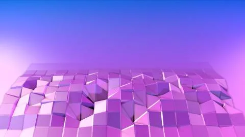 3d rendering of low poly background with 3d objects and modern gradient colors Stock Illustration