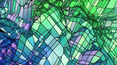 3d rendering of low poly background with 3d objects and modern gradient colors Stockillustratie