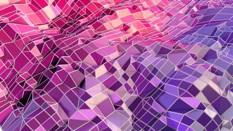3d rendering of low poly background with 3d objects and modern gradient colors Stockillustratie