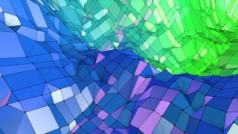 3d rendering of low poly background with 3d objects and modern gradient colors Stock Illustration