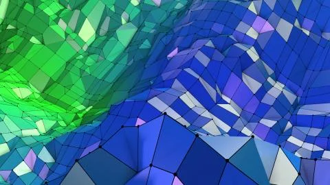3d rendering of low poly background with 3d objects and modern gradient colors イラスト素材