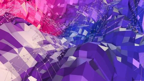 3d rendering of low poly background with 3d objects grid and modern gradient Stock Illustration