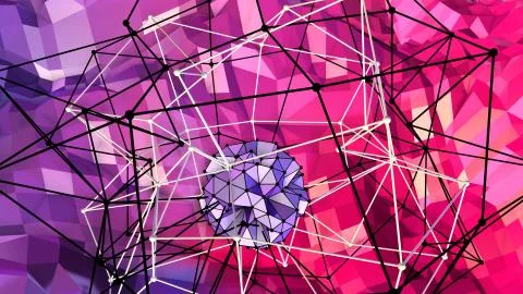 3d rendering of low poly background with 3d objects and modern gradient colors イラスト素材