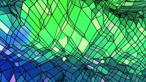 3d rendering of low poly background with 3d objects and modern gradient colors 库存插图