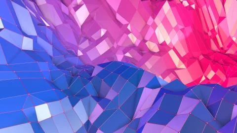 3d rendering of low poly background with 3d objects and modern gradient colors 스톡 일러스트