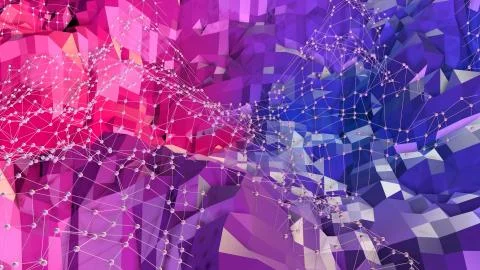 3d rendering of low poly background with 3d objects and modern gradient colors 스톡 일러스트