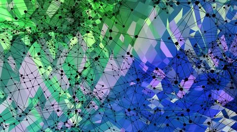 3d rendering of low poly background with 3d objects and modern gradient colors Illustrazione stock