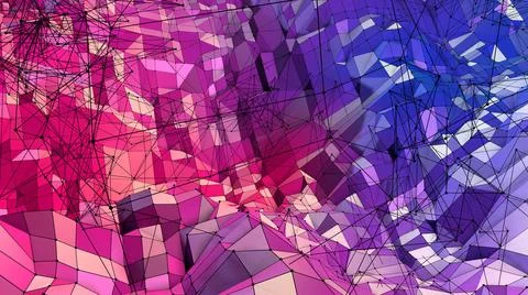 3d rendering of low poly background with 3d objects and modern gradient colors Stockillustratie