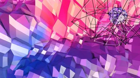 3d rendering of low poly background with 3d objects and modern gradient colors Stock Illustration