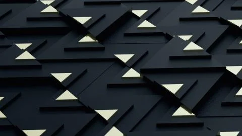 3d rendering. Luxurious dark background with different triangles combination. Stock Illustration