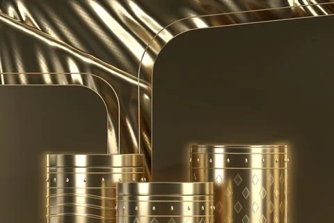 3D rendering luxury golden platform podium product presentation backdrop Stock Illustration