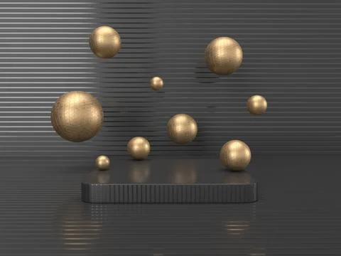 3D rendering Luxury realistic dark podium for product display. Dark texture s Stock Illustration