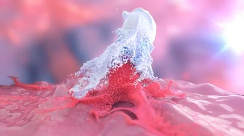 3D Rendering of Macrophage Attacking a Cancer Cell Stock Illustration