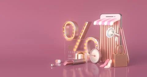 3d rendering of magaphone and smartphone. Stock Illustration