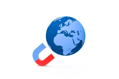 3D Rendering of Magnet and Globe Earth Stock Photos